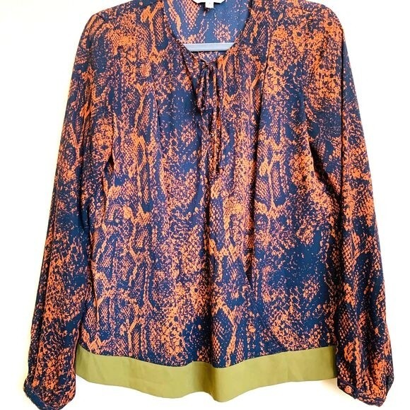 Cabi orange and black top  snake print long sleeve top size S - Picture 1 of 12